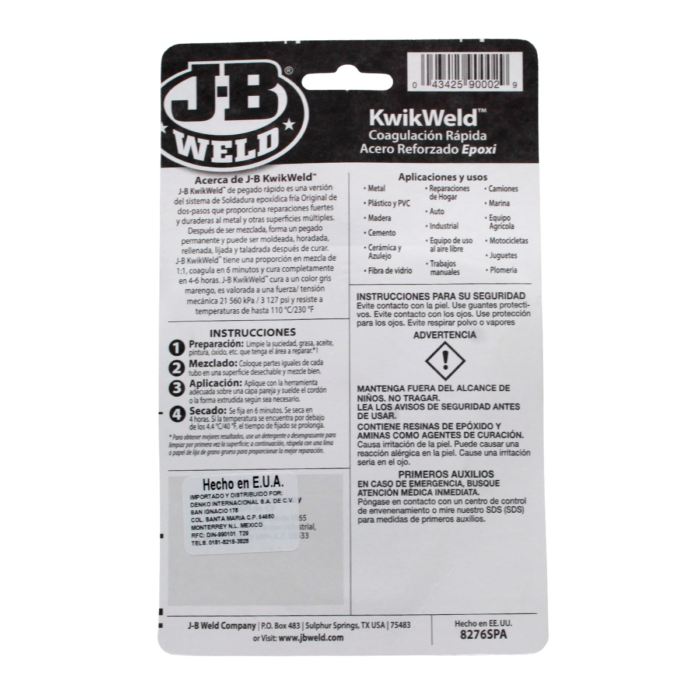 Adhesivo Epóxico Kwik 8276spa Jb Weld 1 Oz